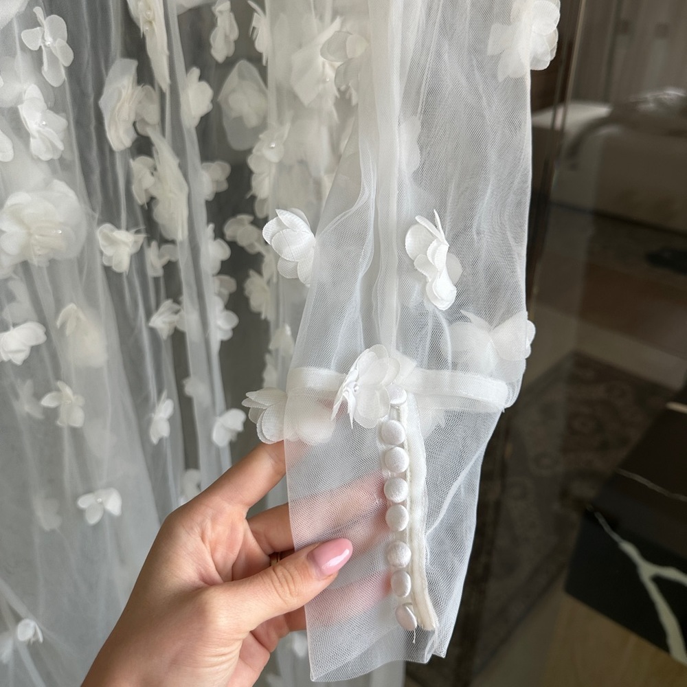 Custom Bridal Robe with 3D Flowers - Picture 3 of 6
